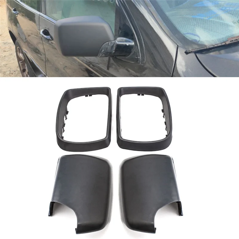 1 чифт автомобилни черни покривала за огледала за обратно виждане във формата на миди, капачки на страничните огледала с взаимозаменяеми рамка за E53 X5 2000-2006 . ' - ' . 3