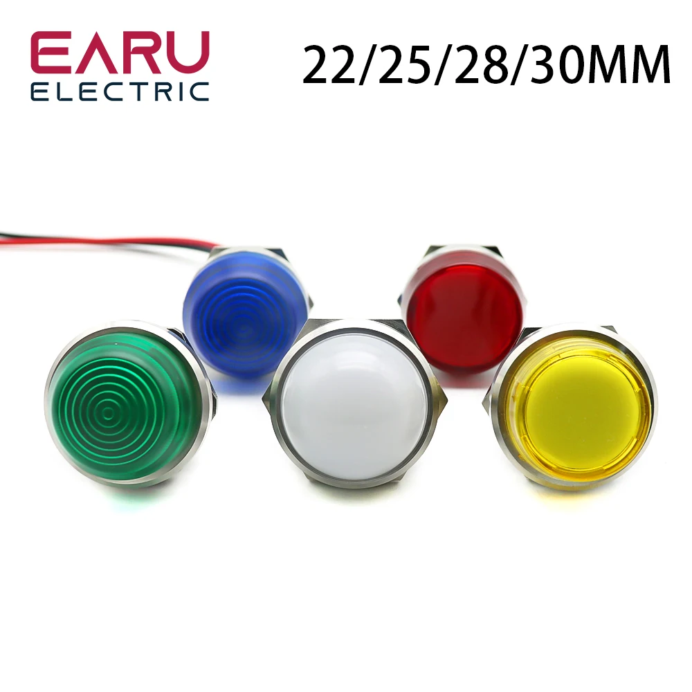 22/25/28/30 мм метална индикатор лампа Led сигнална лампа за хранене Штыревая краче 6 В 12 В 24 В 220 В Червено, зелено, синьо, бяло, жълто . ' - ' . 0