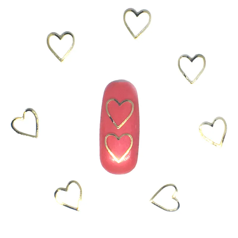 50 Бр Розово Златно Сърце Украса За Дизайн на Ноктите Кухи Пънк 3d Лунните Карамфил Bling Хибридни Метални Нитове Кръст Аксесоари Nailart Доставка . ' - ' . 0