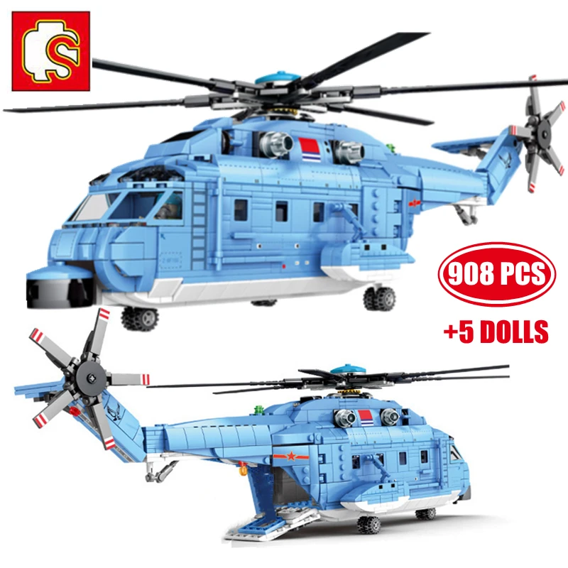 SEMBO Военен самолет Z18 Универсален Модел на хеликоптер градивните елементи на армия от войници, Въоръжени с самолет Тухли играчки за деца подаръци . ' - ' . 0