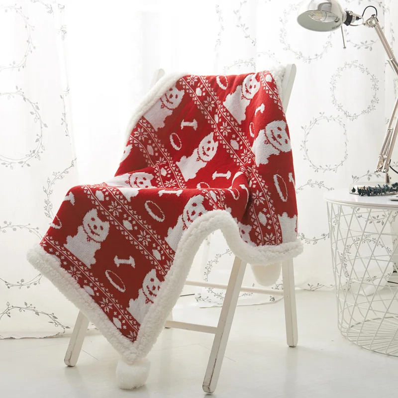 Зимата двуетажна утолщенное червено и топло бебешко одеало в рождественском стил, е удобно вязаное одеяло за свободни обяд, одеало с топката . ' - ' . 0