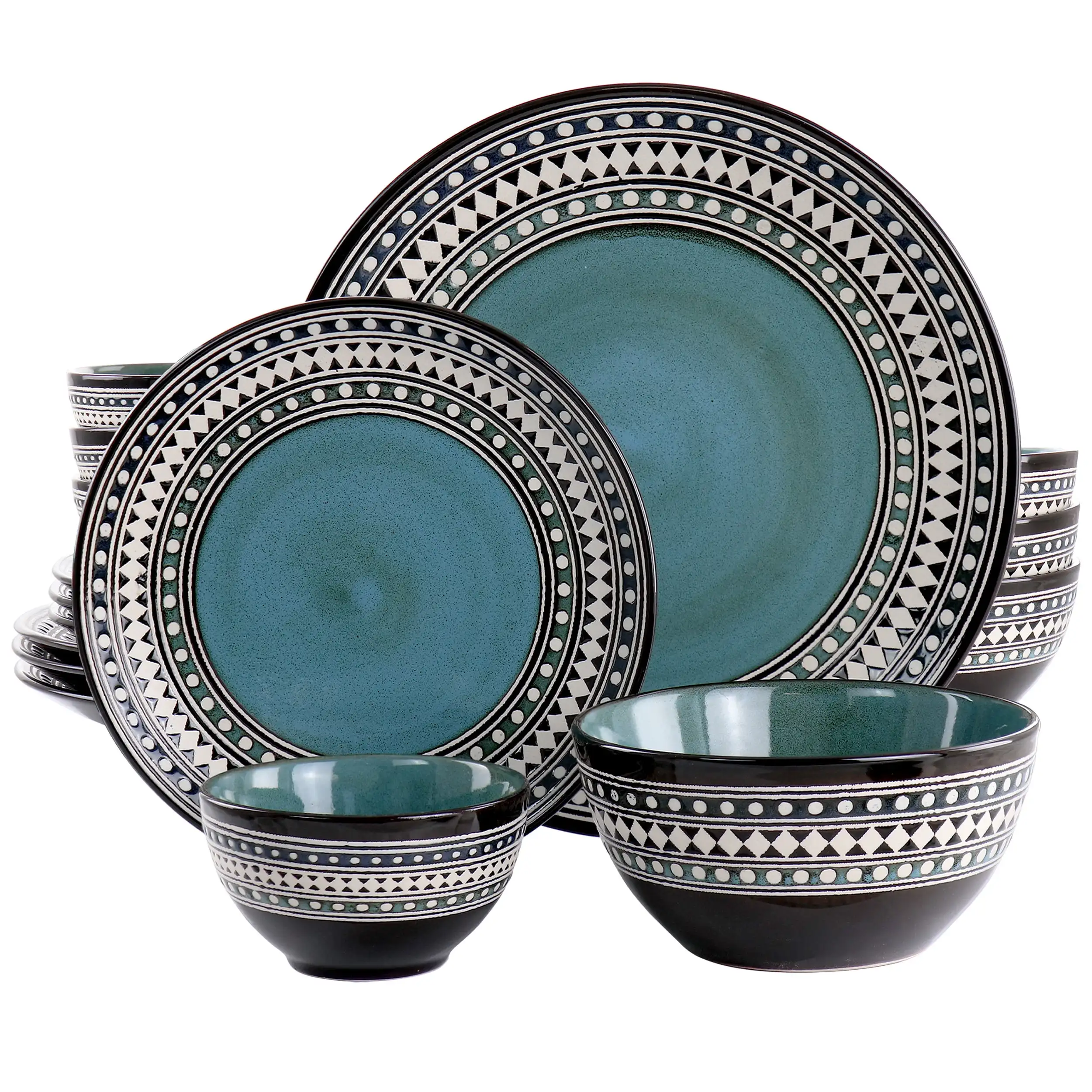 Комплект керамични съдове за готвене Elama Blue Sage от 16 теми с двойна чаша син цвят . ' - ' . 0