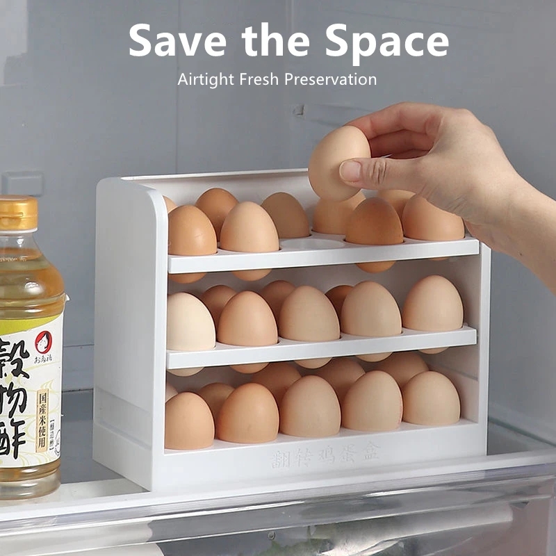 Кутия за съхранение на яйца, трислоен творчески панти хладилник, държач за съхранение на яйца, органайзер, контейнер за съхранение на яйцата на домашната кухня, контейнер за съхранение на храна . ' - ' . 1