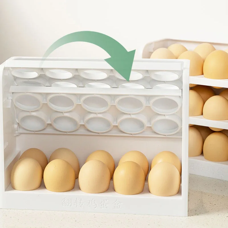Кутия за съхранение на яйца, трислоен творчески панти хладилник, държач за съхранение на яйца, органайзер, контейнер за съхранение на яйцата на домашната кухня, контейнер за съхранение на храна . ' - ' . 3