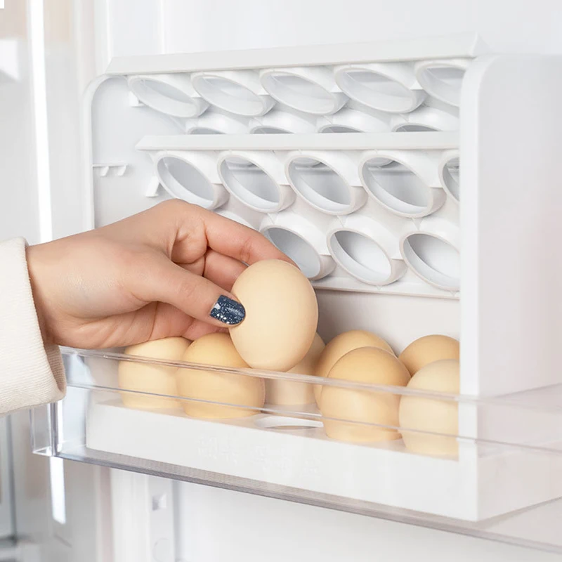 Кутия за съхранение на яйца, трислоен творчески панти хладилник, държач за съхранение на яйца, органайзер, контейнер за съхранение на яйцата на домашната кухня, контейнер за съхранение на храна . ' - ' . 4