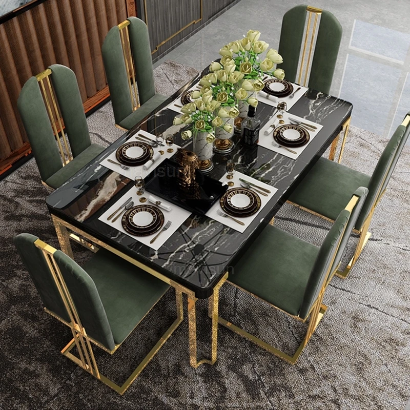 Луксозна маса за хранене, изработени от мрамор в скандинавски стил, обичай, нова творческа кухненски мебели Morden, маса за хранене със столове . ' - ' . 1