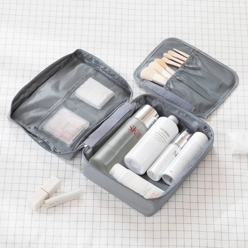 Модерна чанта за съхранение на битова козметика, средства за грижа за кожата, чанта за организиране на необходимите тоалетни принадлежности за баня, опаковка с цип . ' - ' . 2