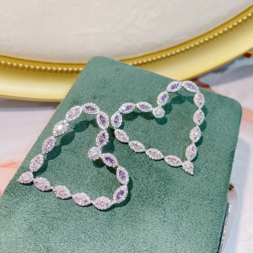 Модни сладки обеци-карамфил под формата на сърце с микро-кубическим цирконием, пъстри дамски модни бижута, Brincos, сватбени подаръци E-1068 . ' - ' . 2