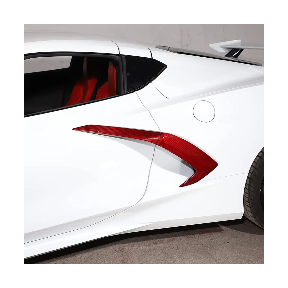 Тампон за работа на открито дръжката на Вратата на колата от сух карбон, Вентилационна Тампон върху Броня за Chevrolet Corvette C8 2020-2023, Аксесоари - Червен . ' - ' . 2