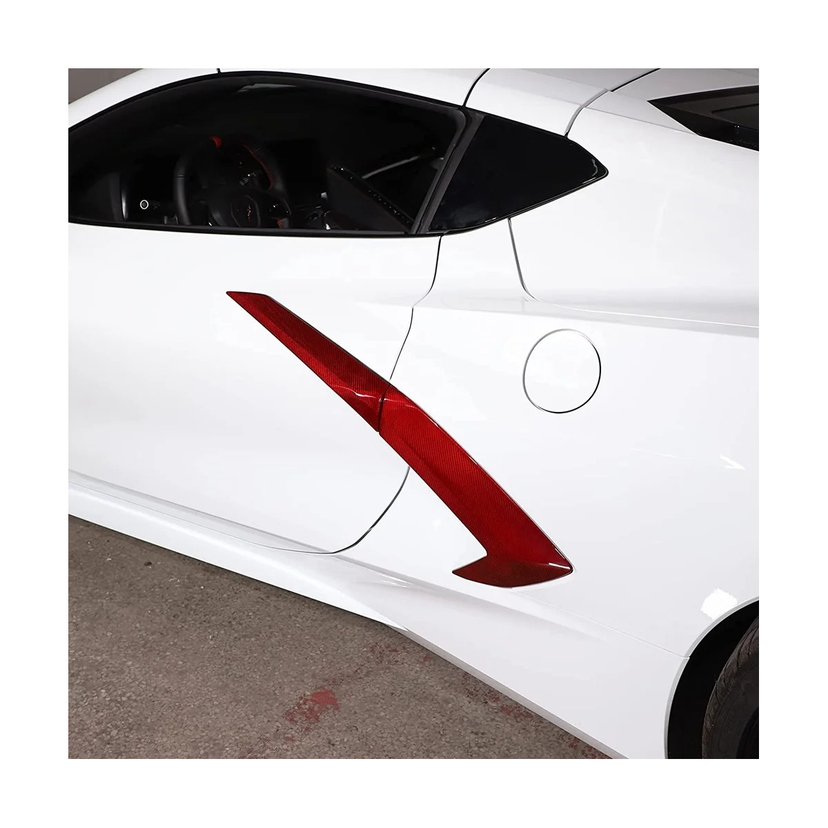 Тампон за работа на открито дръжката на Вратата на колата от сух карбон, Вентилационна Тампон върху Броня за Chevrolet Corvette C8 2020-2023, Аксесоари - Червен . ' - ' . 4