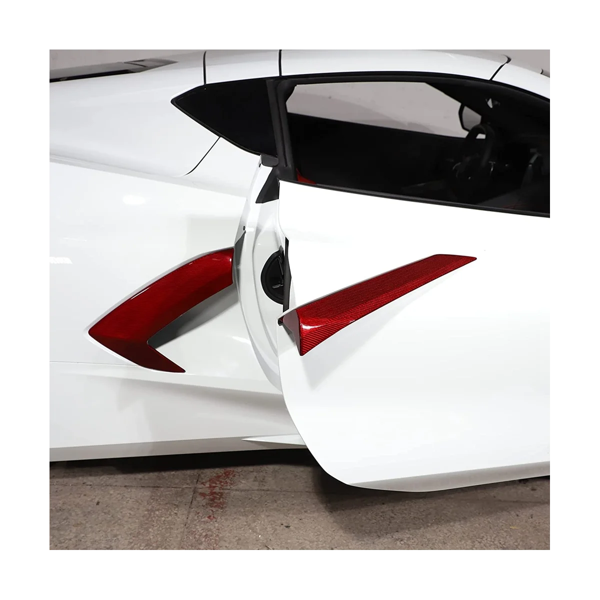 Тампон за работа на открито дръжката на Вратата на колата от сух карбон, Вентилационна Тампон върху Броня за Chevrolet Corvette C8 2020-2023, Аксесоари - Червен . ' - ' . 5