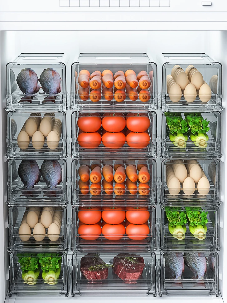 Хладилник, кутия за съхранение на продукти, органайзер за хладилник, кофа за боклук, кухненски шкаф, хладилник с камера за плодове, зеленчуци, контейнер за яйца и кнедлите . ' - ' . 0