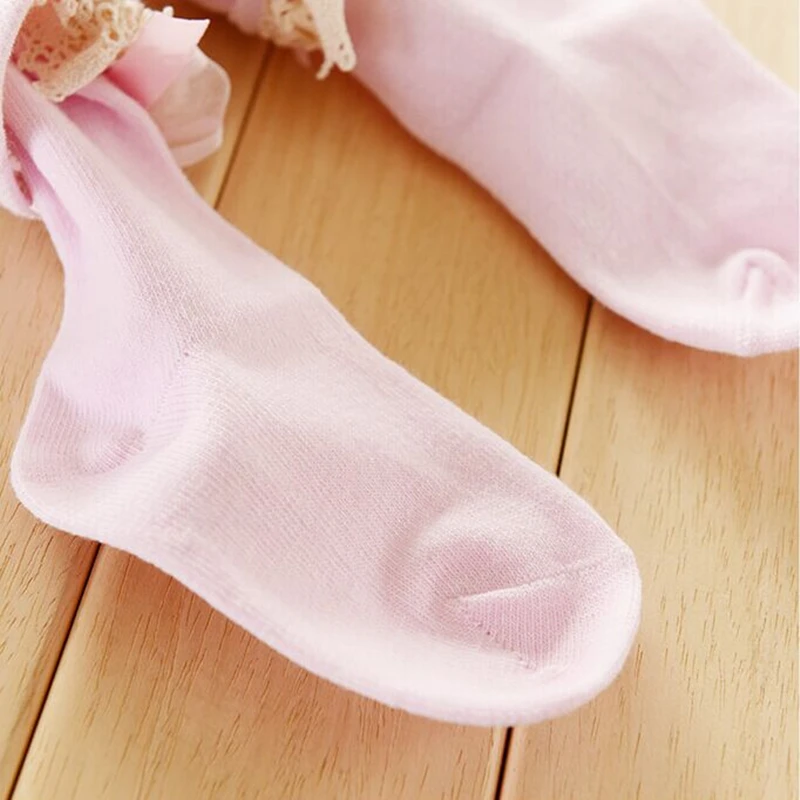 Чорапи за малки момичета, детски чорапогащи до коляното с дантела, детски гамаши от памук в стил принцеса . ' - ' . 2
