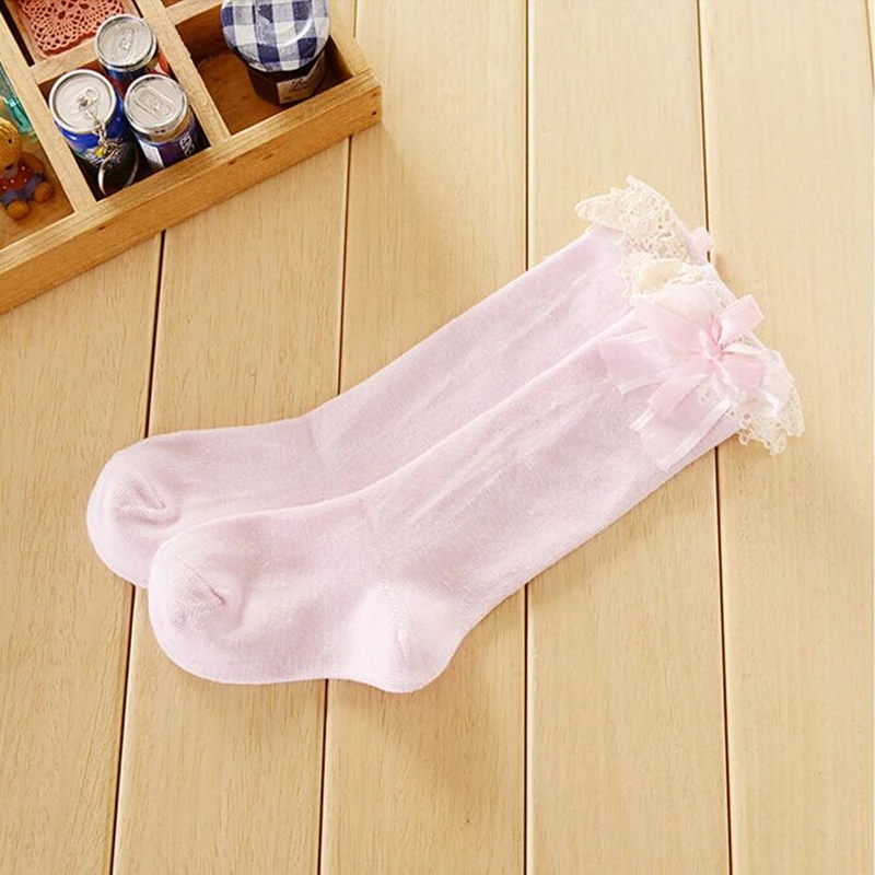 Чорапи за малки момичета, детски чорапогащи до коляното с дантела, детски гамаши от памук в стил принцеса . ' - ' . 4