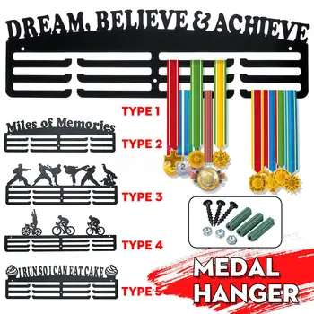Акрилна 3-нива закачалка за медали, черна вдъхновяваща черна закачалка за медали, държач за медали от неръждаема стомана, lcd дисплей за спортни медали