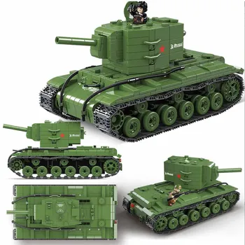 Тежък танк КВ-2 WW2 Военен Събрани Набор от Градивни Блокове на Съветското Оръжие Войници Армейските Тухли Детски Играчки За Момчета Audlt Подарък