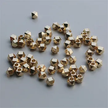Аксесоари със злато 14 К, полигона за рязане, мъниста, перли 4 мм, материали, ръчно изработени бижута, аксесоари, разпръснати перли 