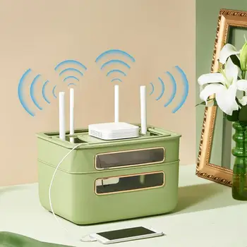 Стойка за безжичен рутер, WiFi, торбичка за съхранение на кабели, кутия-органайзер, изход за контакти, скоба за заплата на безжичен WiFi рутер