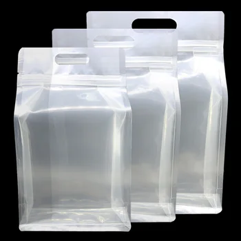 Екологично чисти, прозрачни найлонови торби за многократна употреба пакети, с цип, пликове за кафе на зърна, кухненски пакети за съхранение на черен чай с дупка за окачване на