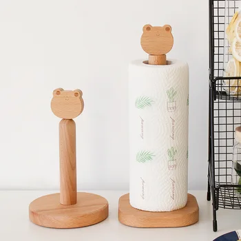 Държач за кърпички от масивно дърво в японски стил, кухненски рафтове за съхранение на тоалетна хартия, мультяшная главата на животното, бук, кухненски инструмент, голям