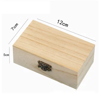 S/M/L кутия за съхранение от обикновено дърво, дървена кутия за съхранение на обици, колиета, квадратни окачени кутии за съхранение, подарък калъф за бродерия