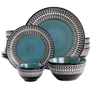 Комплект керамични съдове за готвене Elama Blue Sage от 16 теми с двойна чаша син цвят