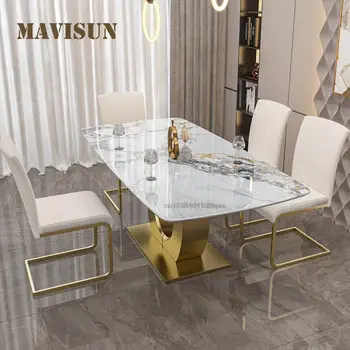 Комбинация от бюрото и стола в стил Северна Европа, луксозна каменна плака, минималистичная мебели от висок клас за ресторант