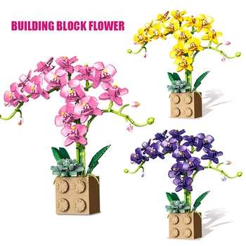 Творчески градивни елементи, имитация на цветя, букет, орхидея, бонсай, декорация за дома, играчки за момичета, подарък за празника на детето