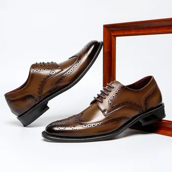 YIGER, мъжки oxfords, новост пролетта 2022 г., бизнес мъжки ежедневни обувки от естествена кожа, мъжки трендови модел обувки с перфорации тип 
