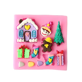 Коледа Хелоуин Силиконова форма на Занаят, Детска къщичка на Дърво Инструменти за украса на тортата фондан Форма за печене D418