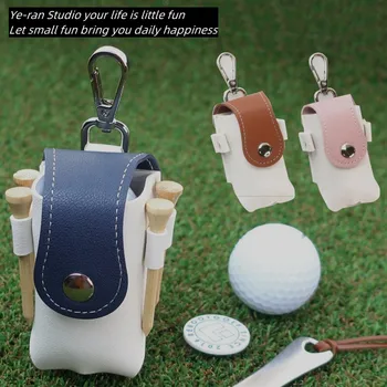 Подвесная поясная кожена чанта за съхранение на топки за голф, комплект аксесоари за джаджи на открито, конна езда, скално катерене, преносима малка квадратна чанта за съхранение