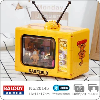 Balody 20145 Ретро телевизионна котка антена за всекидневната, кукла-домашен любимец, led лампа, кухненски блокове, тухли, строителна играчка за деца, без кутия