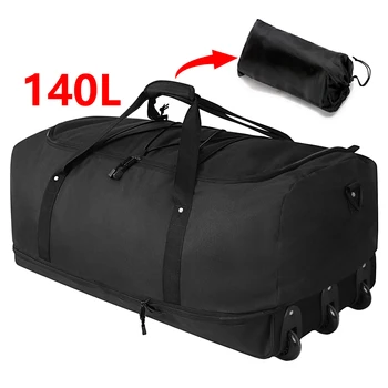 Мъжка чанта на колела за багаж, женствена чанта за багаж, голям капацитет, за пътуване, сгъваема оксфорд водоустойчива чанта