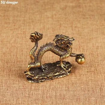 Китайски дракон Антични бронзови накити Мини Мед украса Фигура на дракон пишещи машини Гама на Сувенирни подаръци за събиране