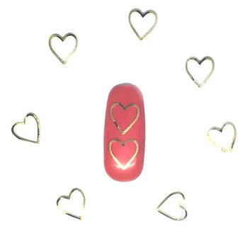50 Бр Розово Златно Сърце Украса За Дизайн на Ноктите Кухи Пънк 3d Лунните Карамфил Bling Хибридни Метални Нитове Кръст Аксесоари Nailart Доставка