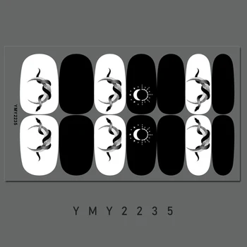 14 съвета, стикери за нокти с 3D змеиным дизайн, черни, бели, отгоре на ноктите, стикер за жени, слайдер за дизайн на нокти, гел-лак, фолио, водоустойчив лепило