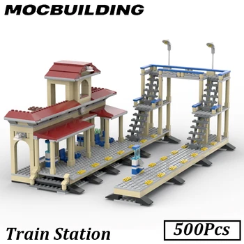 Модерна жп гара, железопътна платформа, модулен модел тухли 