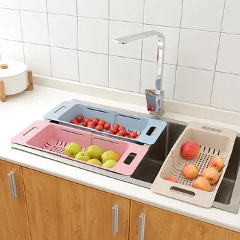 Регулируема поставка за сушене на чинии в мивката Кухненски Пластмасов органайзер сливная кошница за мивка за употреба за плодове и зеленчуци и Рафтове за съхранение