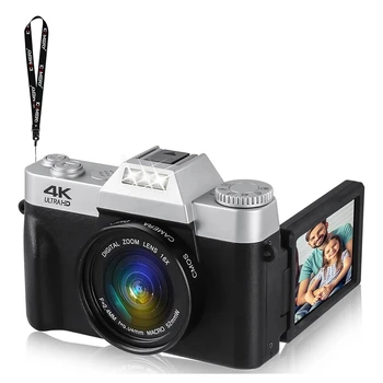 48-Мегапикселова цифрова камера за 4K Full HD с автоматично фокусиране, помещение за видеоблогинга с 3.0-инчов сгъваем екран