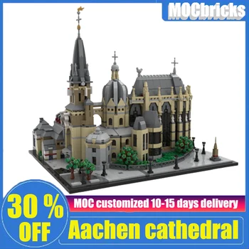 3666 бр Ахенский катедралата Средновековен замък градивен елемент на поръчка Градска архитектура от Тухли играчка за деца подаръци за рожден ден