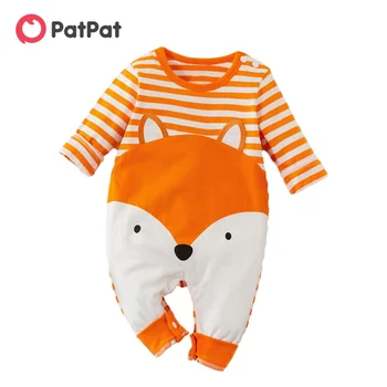 PatPat 2020, ново записване, летни и есенни тела в ивица с шарките на лисици, тела за новородени и малки момичета, цели гащеризони, детски дрехи