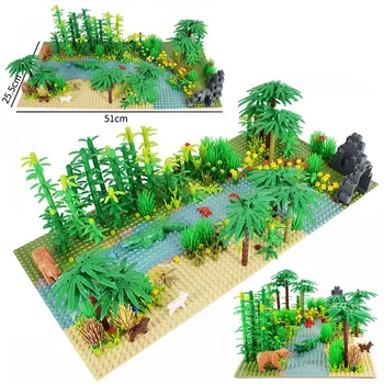 Класически основни плоча Тропически дъждовен климат Зелени джунгли градивните елементи на Тропическата гора Животно Трева дърво Moc Детска играчка за подарък