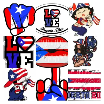 Vinyl стикер за устни Пуэрториканца Love Puerto Rico PR Стикер Карикатура Етикети с националния флаг Пуерто Рико за кола куфара скейтборд