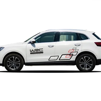 Мода WRC + Дизайн на купето на Автомобила с Шарени Блокове, странични Декоративни Стикери + Стикер на предния Капак за Всички Автомобили