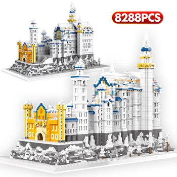 8288шт, замък със снежен лебед, архитектура, строителни блокчета, комплекти за микро-тухли, забавни играчки за деца, коледни подаръци