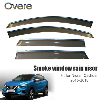 OVERE НОВ 1 комплект Дымчатое Прозорец Дъждобран За Nissan Qashqai 2016 2017 2018 Стайлинг ABS Вентилационни Слънчеви Дефлектори Защитни Аксесоари