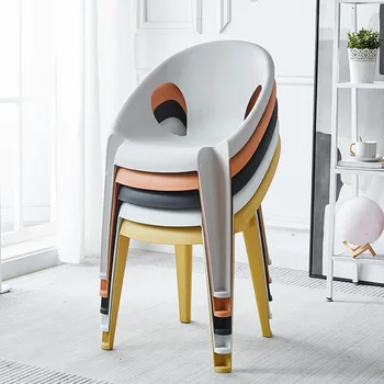 Лесен за хранене на стол, домашен стол с облегалка, единична скандинавски пластмасов стол, който може да добавяте, стол за приготвяне на чай с мляко, барбекю