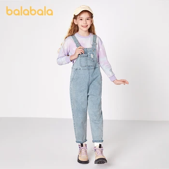 Balabala/панталони за момичета с малки деца 2023 г., demisezonnyj модерен деним гащеризони, панталони