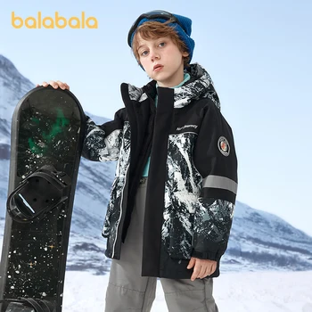 Balabala/ пуховик за малки момчета 2023 г., есенно-нова зимно яке от две части, утепленная, удобна за определяне яке