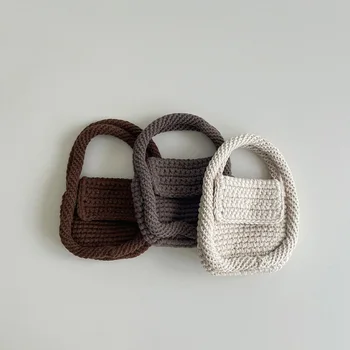 Есенно-зимна детска чанта ръчна изработка, плетени калъф за малки чанти, обикновена чанта за момичета и момчета, корейски бебешки аксесоари